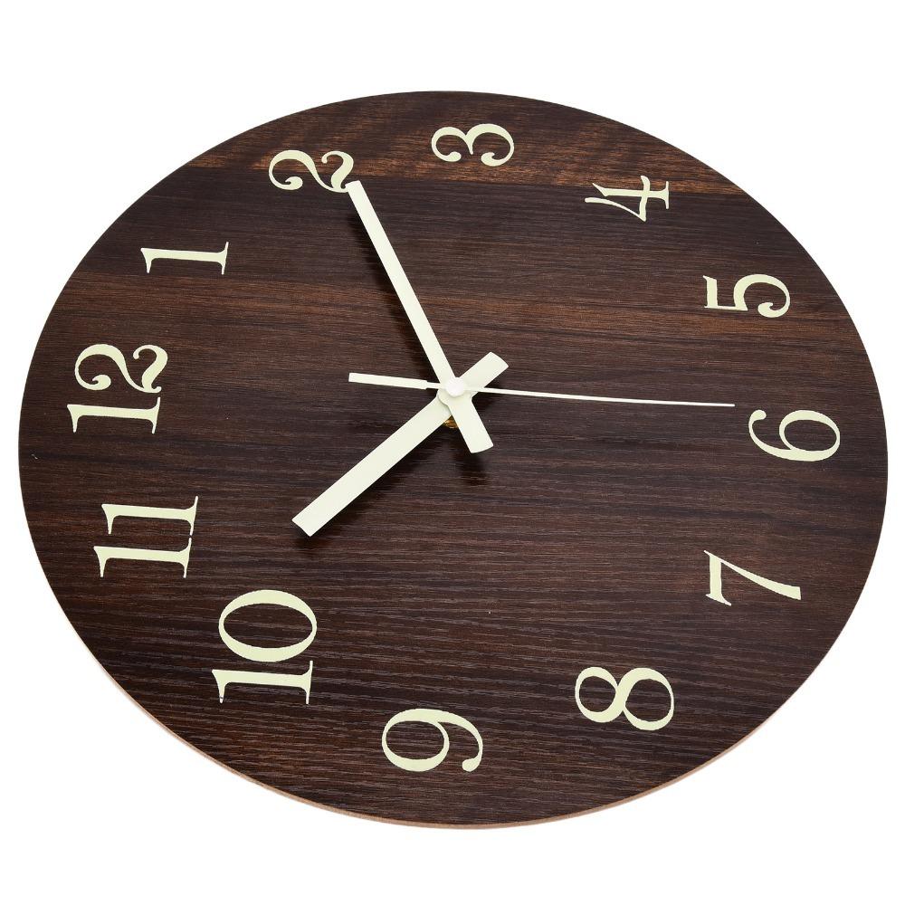 Wood Retro Wall Clock Luminous Rustic Wall Clock Retro Style Wood Wall Clock for Office