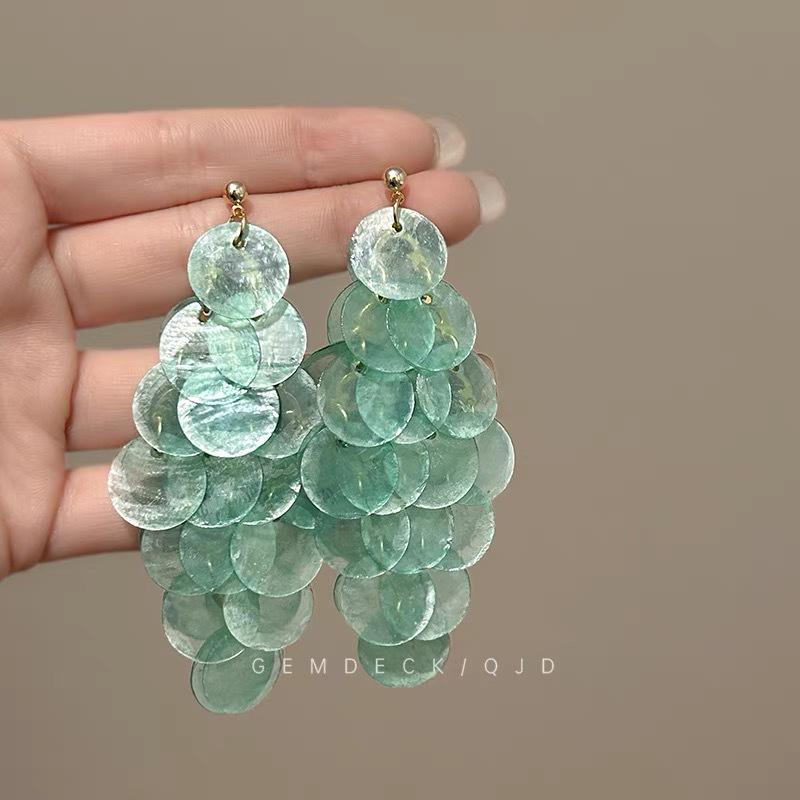 Colorful Dopamine Fabric Beaded Earrings – Women's Studs, Seaside Vacation Style, Ear Clips