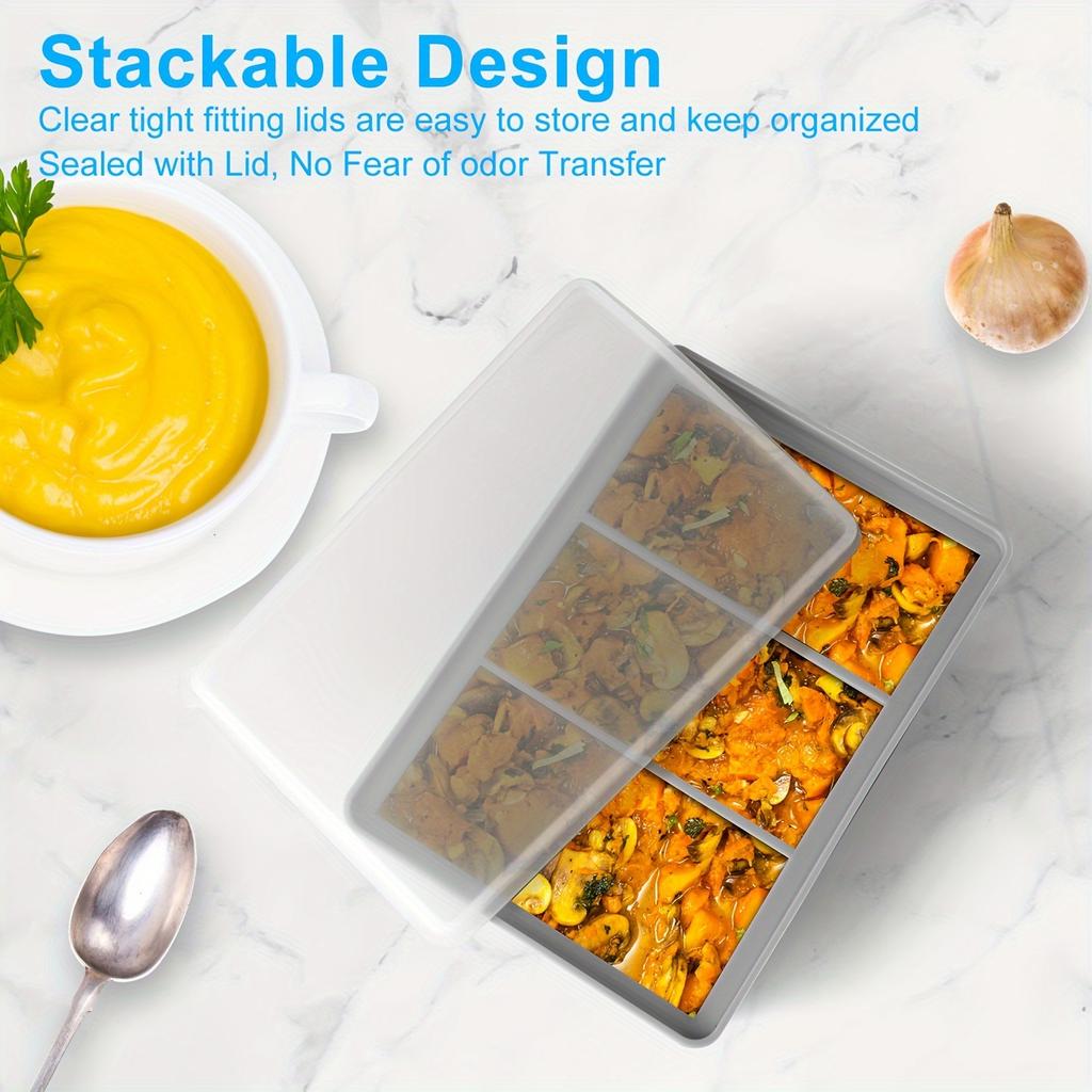 2pcs Easy-Release Silicone Ice Cube Trays with Lids - Flexible, Reusable Large Ice Cube Molds for Freezer, 1 Cup Portions for Soups, Stews, Sauces