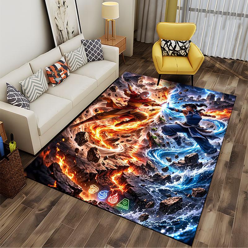 "Elemental Battle Print Carpet" suitable as a non-slip mat for the living room or bedroom sofa
