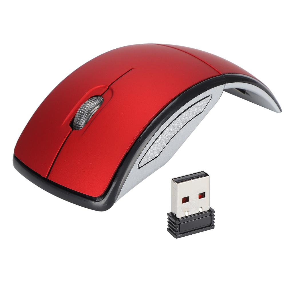 Wireless Mouse Smart Slim Mini Portable 2.4G Cordless Mouse with USB Receiver for Office Laptop Computer TabletRed