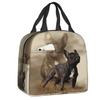 Cute Frenchie Dog Lover Resuable Lunch Box for Women Leakproof French Bulldog Cooler Thermal Food Insulated Lunch Bag School