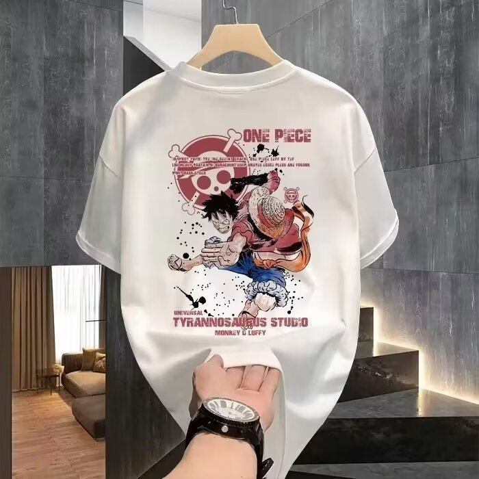 Cappello di Paglia Pezzo Unico Stile Giapponese Luffy Maglietta a Maniche Corte Periferica Anime Tendenza Casual per Uomo