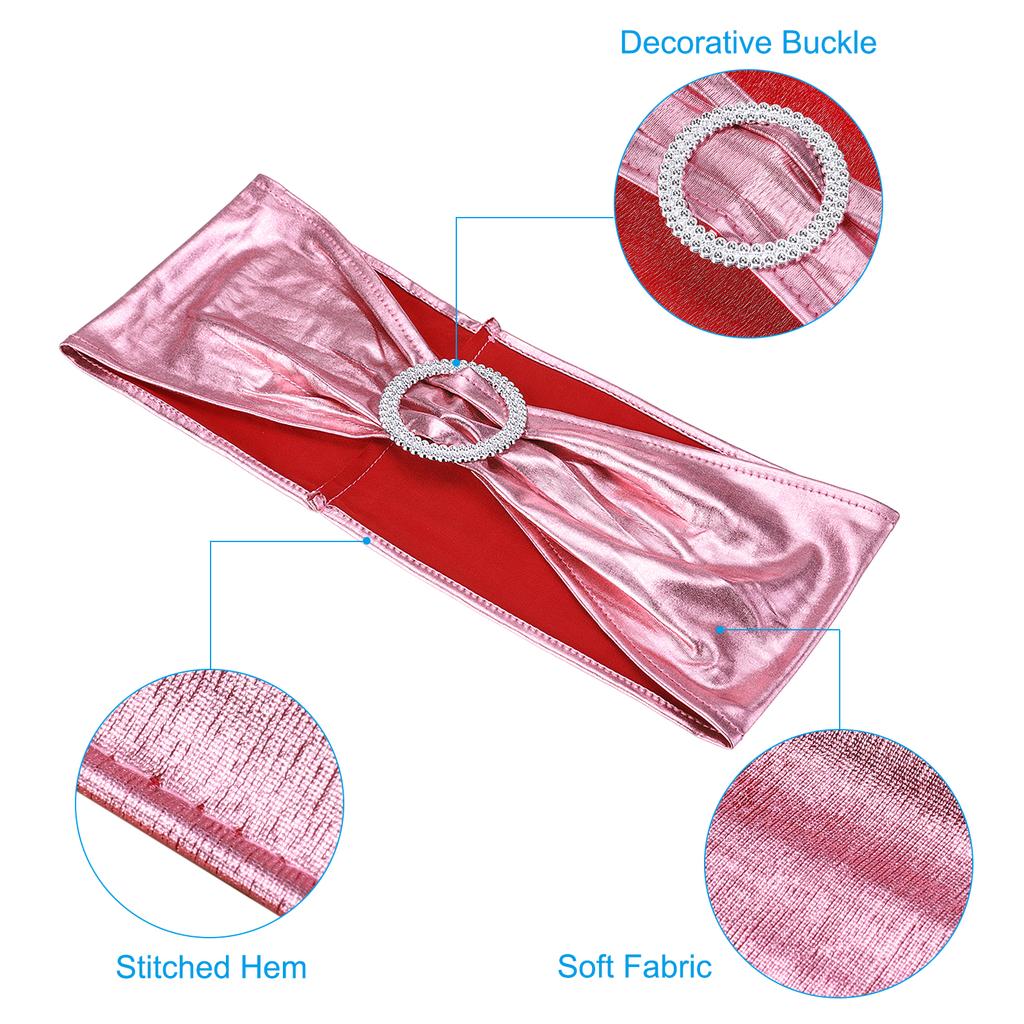 50pcs Stretch Chair Sashes Bows Elastic Chair Bands Sashes with Buckle Slider for Wedding Banquet Decorations 14"x5"