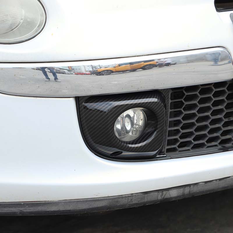ABS Carbon Fiber/Bright Silver Car Front Fog Lamp Decorative Frame Cover For Fiat 500 2011-2015 Car Modification Accessories
