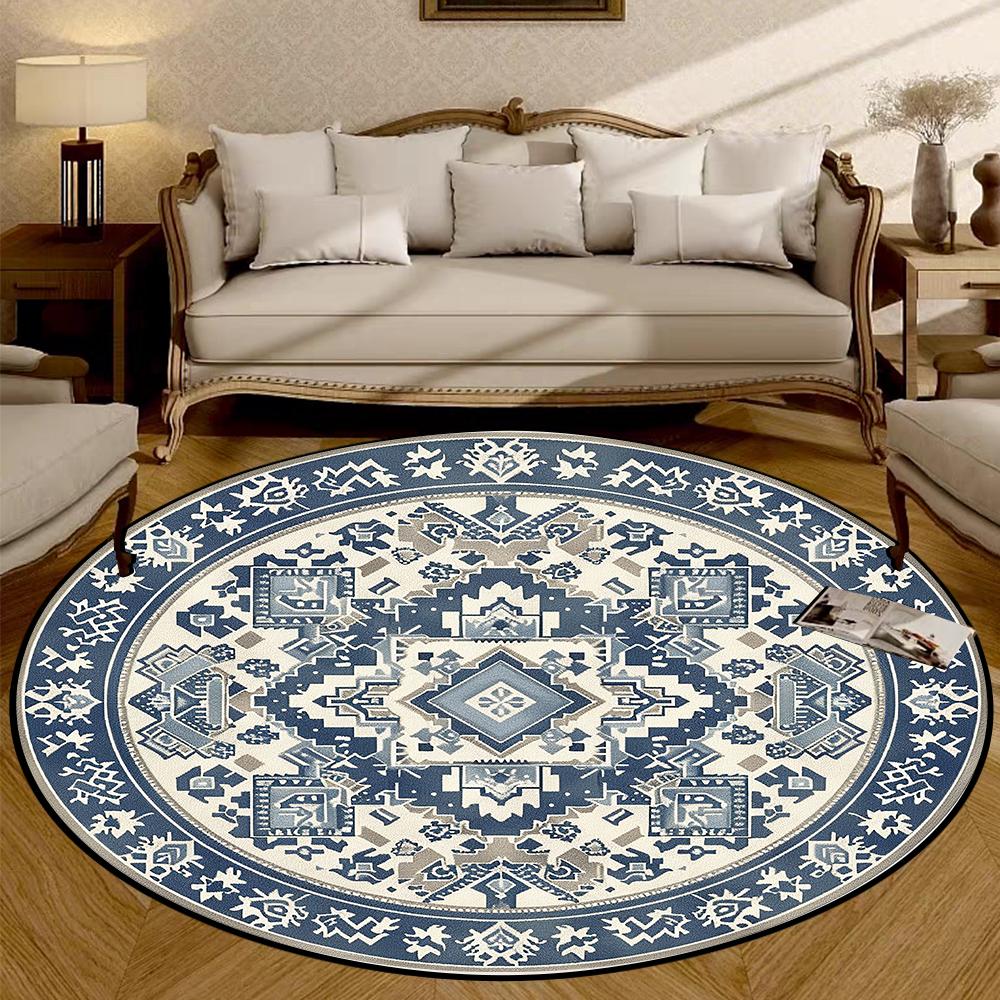 Bohemia Style Round Living Room Carpet Non-slip Bedroom Decoration Washable Rugs Office Chair Mat Bedroom Bedside Soft Carpets