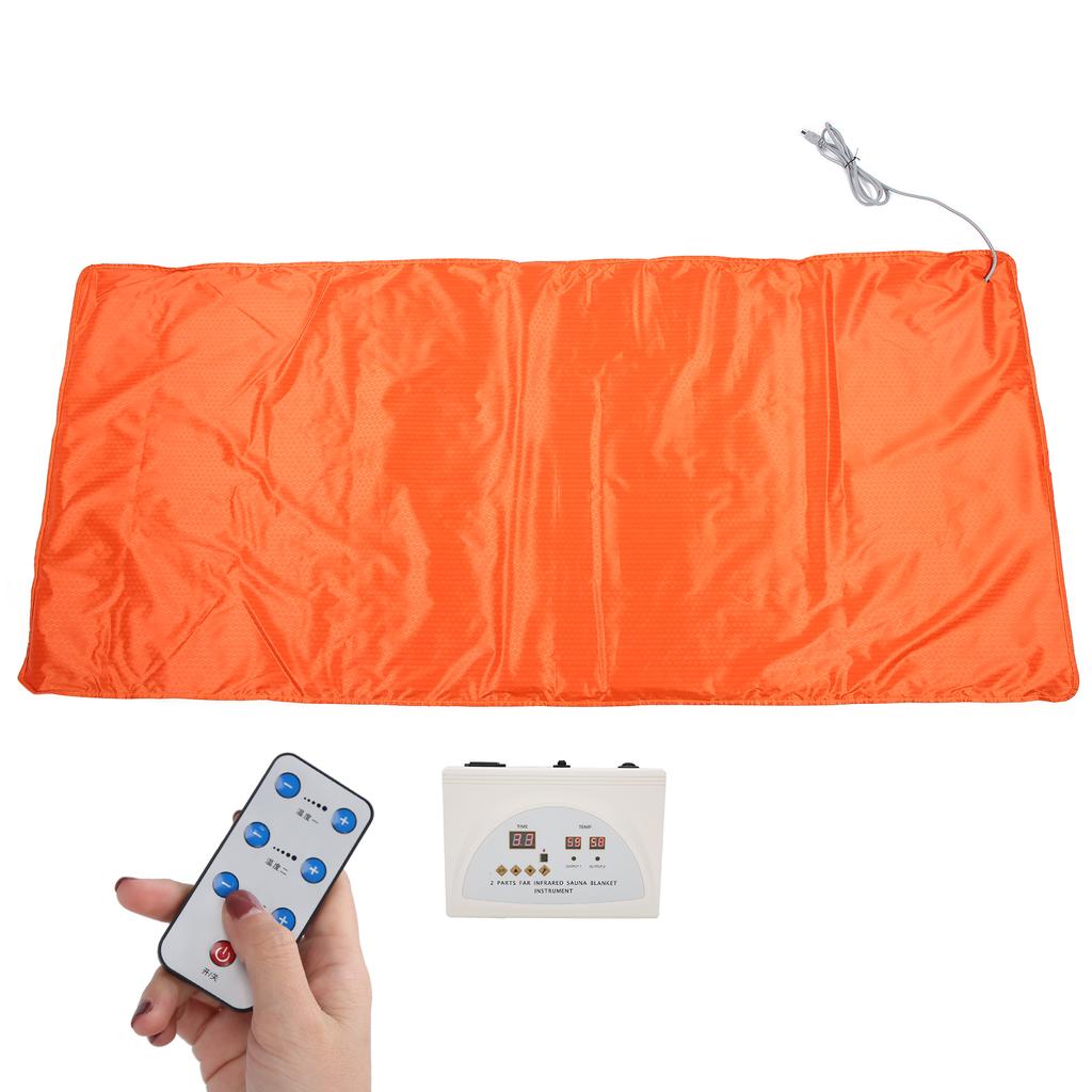Far Infrared Heating Sauna Blanket Body Steaming Fitness Blanket for Home Salon (Orange) AU Plug