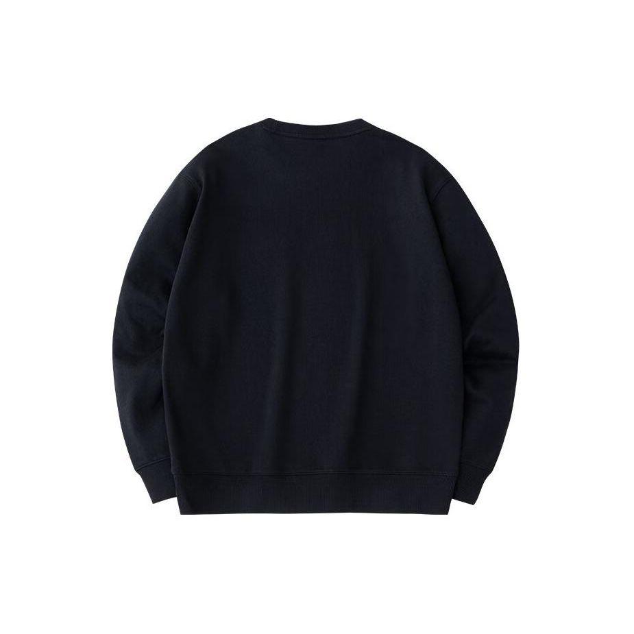 Anta Dragon Year Series Good Things Happen Letter Print Crew Neck Pullover Knit Sweatshirt Men Sweatshirt Basic-Black 152418760-3