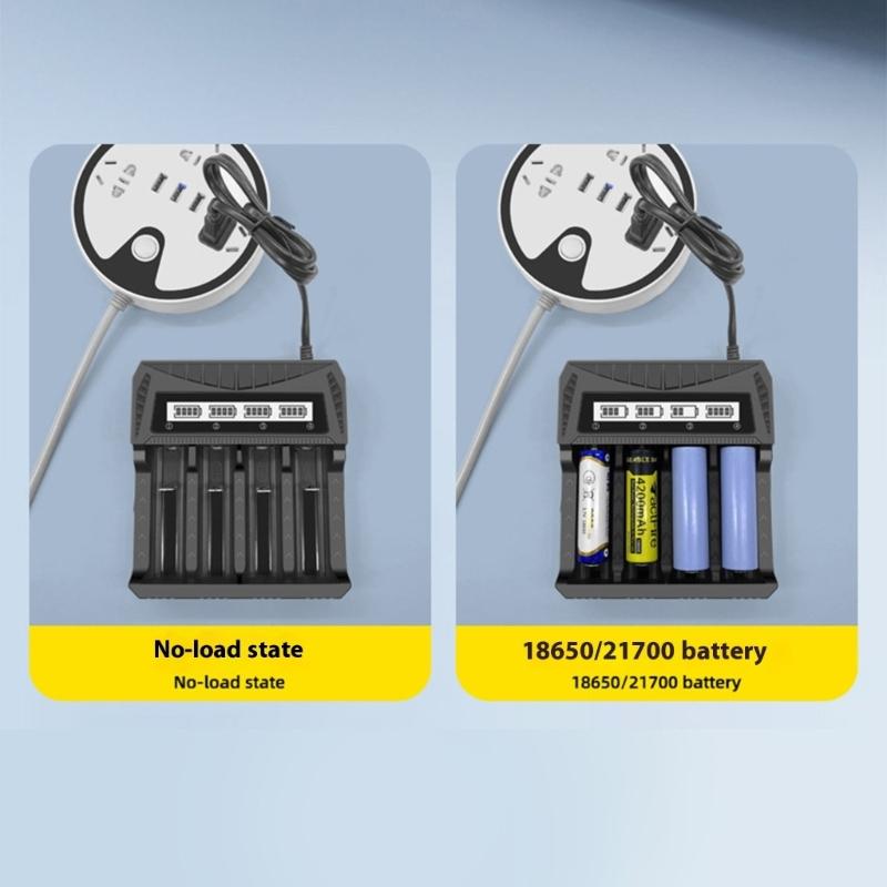 Battery Charging Station 4CH for NiMH NiCD 18650 21700 Batteries Charging Base with Real Time Monitoring System