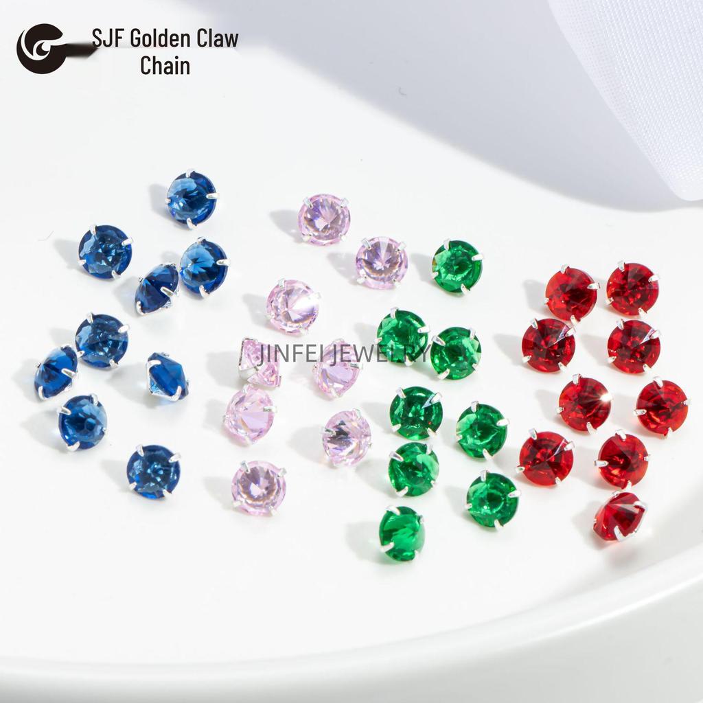 Round & Reverse Four-Prong Zircon Single-Prong DIY Phone Chain Jewelry & Clothing Accessories (3/4/5)