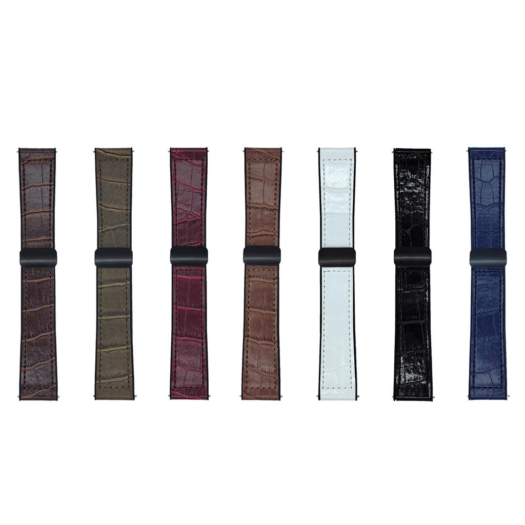 22mm Watch Band for Huawei Watch GT 5 46mm Bamboo Texture PU Covered Silicone Strap with Magnetic Buckle