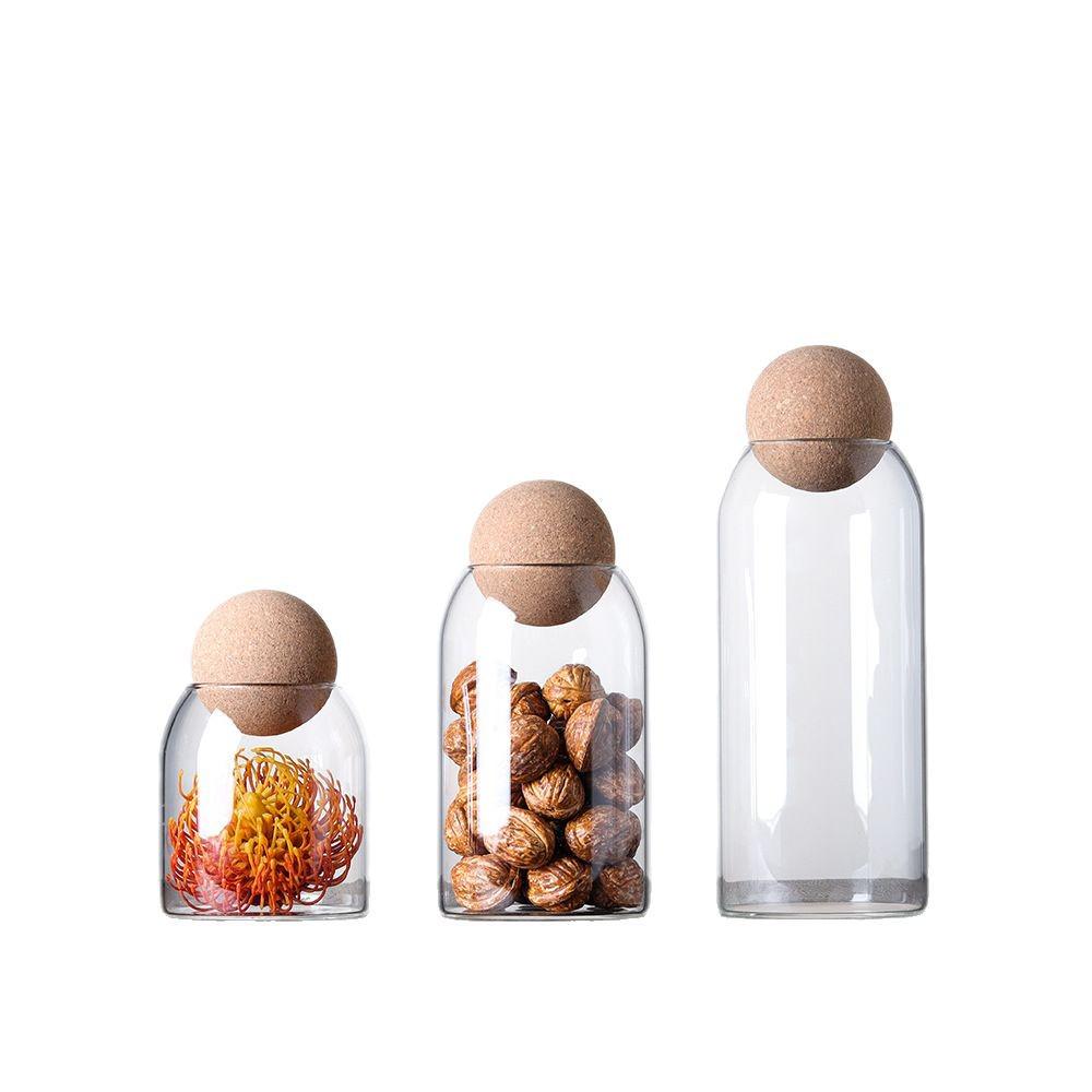Modern Glass Coffee Bean and Tea Storage Jar with Cork Stopper