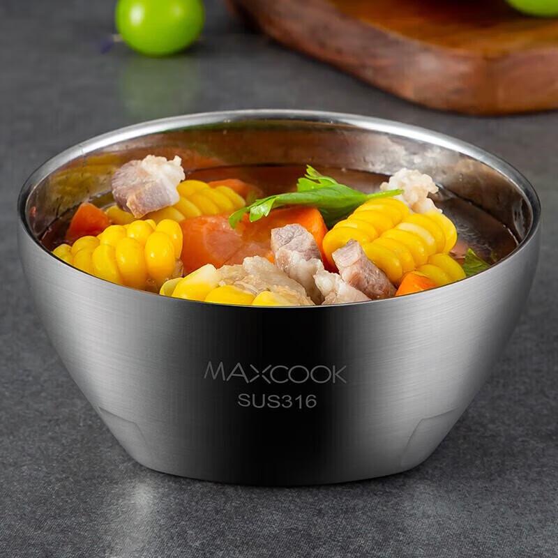 MAXCOOK 316 Stainless Steel Double-Layer Insulated Bowl