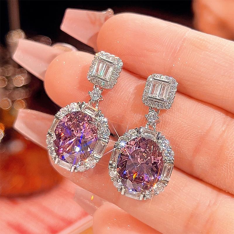 Jewelry Copper Bottom Gold-Plated Simulation Dry Rose High-End Jewelry Set Women'S Stone 15 * 20