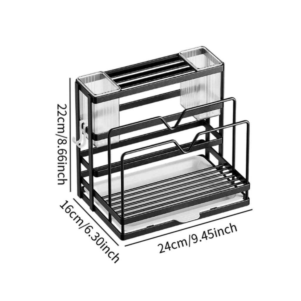 Kitchen Cutlery Holder Practical Counter Drying Rack Organizer Storage Rack for Soap Cutting Board Pot Pan Lid Household Bar