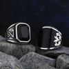 Simple Fashion Stainless Steel with Black Agate Stone Rings for Men Women High Quality Wedding Jewelry Gifts Dropshipping
