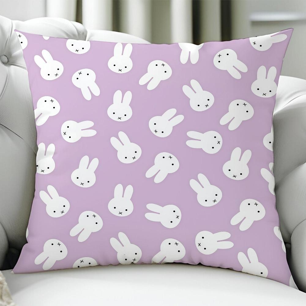Animation Cute M-Miffy-Es Cushion Cover Birthday Anniversary Gifts Double Sided Printed Zipper Cushion Cover Soft Skin Bedding