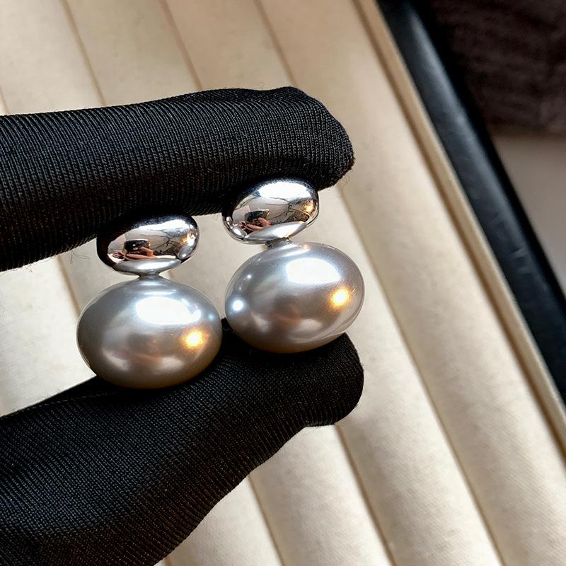 Серьги-пусеты из жемчуга в стиле ретро, серьги-пусеты с серебряной иглой, серьги с темпераментом в гонконгском стиле