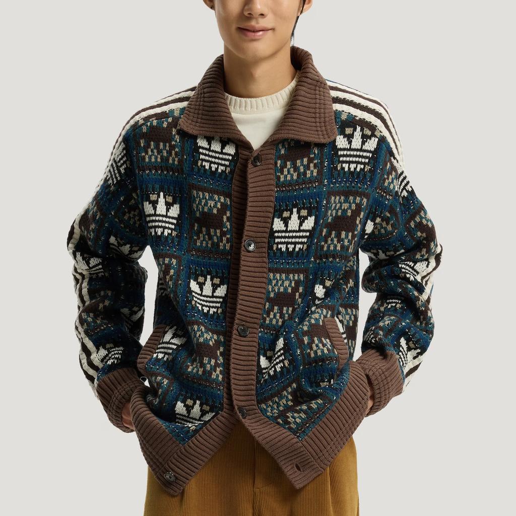adidas Originals FW25 Pletený svetr bunda Rok Králíka Limitovaná edice CNY Nový rok Límec Polo Sportovní Volný Dlouhý rukáv Pletený top KT0715