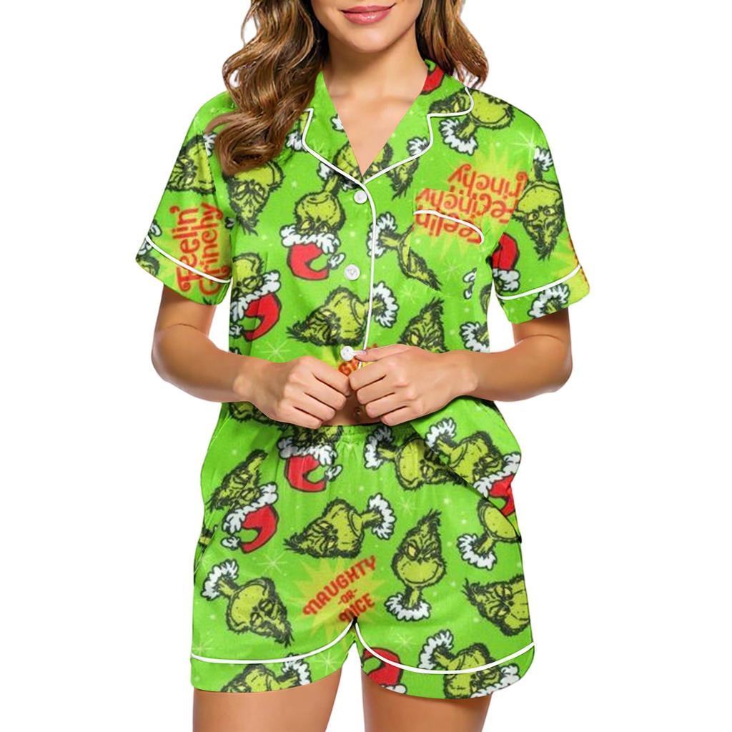 Women's Fashion Home Pajama Set Home Clothes Short Sleeve Pajamas Shorts Two-piece Set