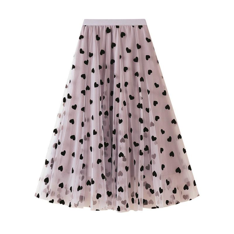 Women's Tulle Skirt Elastic High Waisted A-Line Layered Flowy Long Skirts Pleated Mesh Midi Skirts for Women Casual Beach Ruffle Skirts for Party