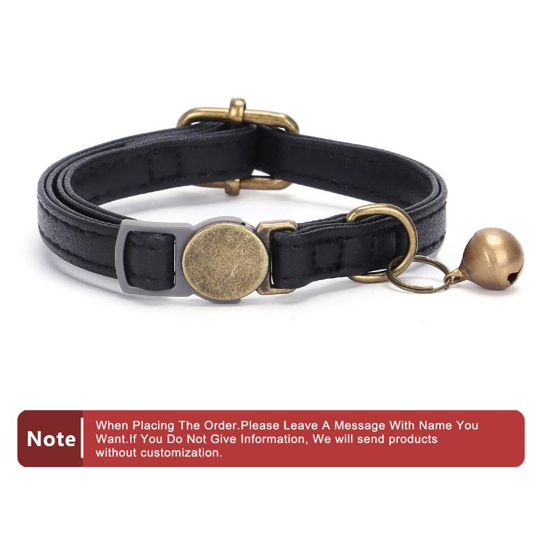 Classic Custom Personalized Leather Cat Dog Collar with Name Plate Engraved Cute Puppy Kitten Dog Cat Collars for Small Medium Cats Dogs