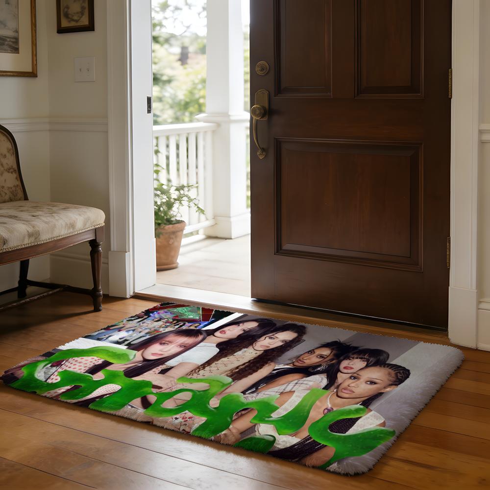 Band KKatseye Floor Mat Soft Flannel Absorbent Mat Non-Slip Rug Home Bedroom Bathroom