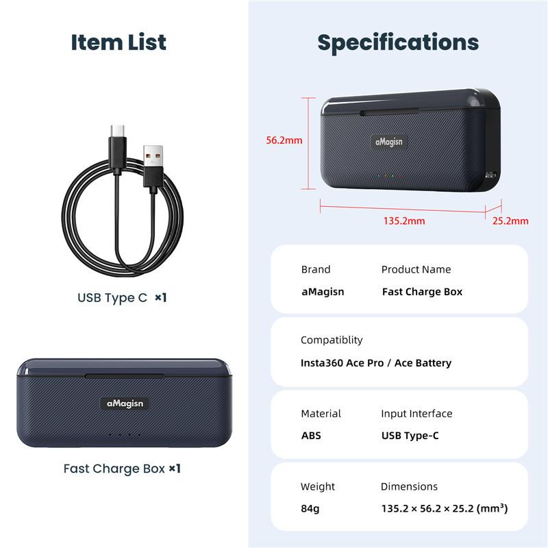 For Insta 161 Ace/Ace Pro/Ace Pro 1 Fast Battery Charger Box Fast Charging For Insta161 Ace Pro Camera Batteries Accessories