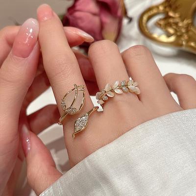 Niche Tulip Open Ring Women's Summer Tide Hypoallergenic Adjustable Size Casual Everyday Dainty Minimalist Fashion Personality Jewelry