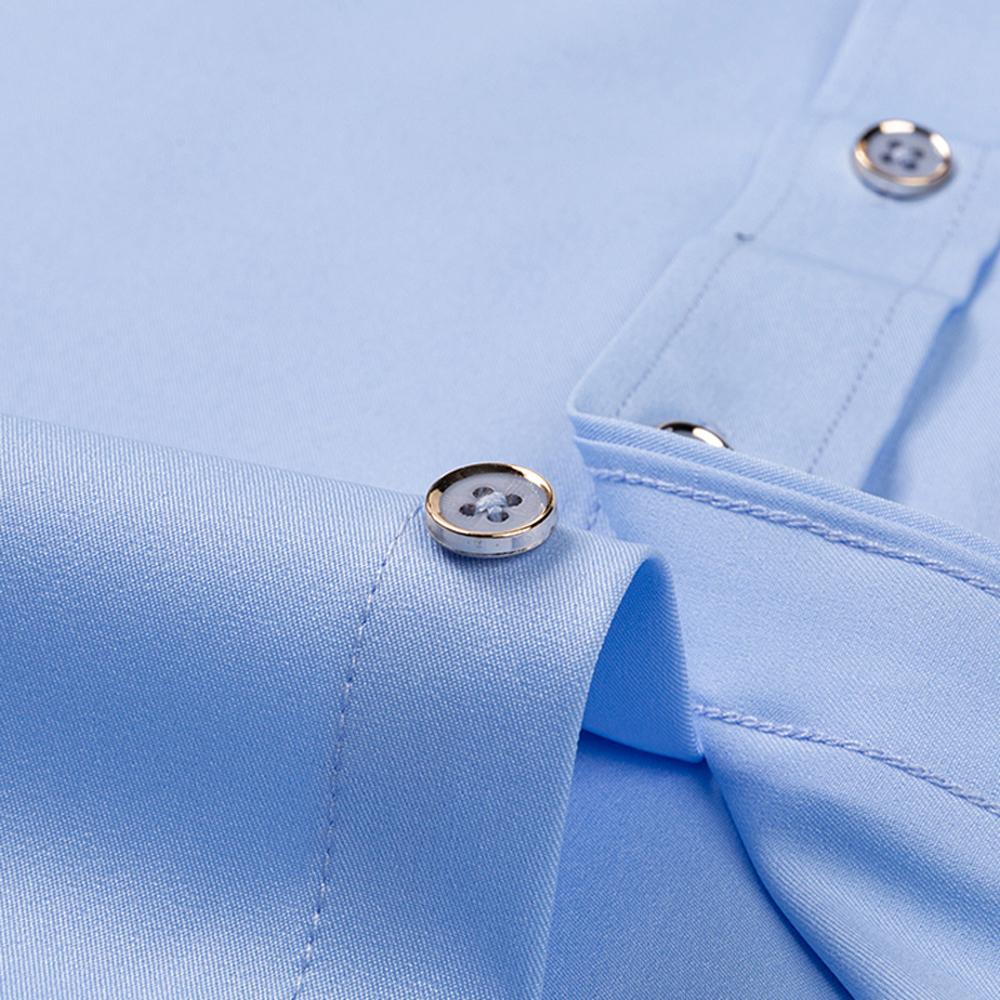 Men's Diamond Buttons & Contrast Collar Dress Shirt with Chest Pocket Long Sleeve Stretch Smooth Wrinkle-Free Easy Care Shirts