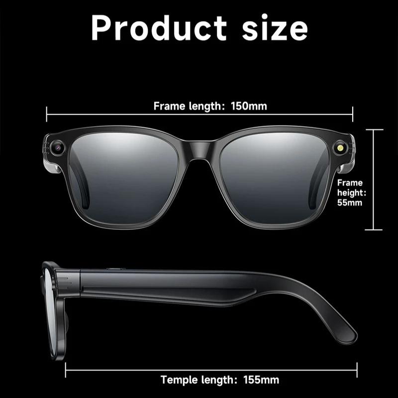 Smart Glasses 1200P HD Photo Video Recording 800W Camera AI Voice ChatGPT Glasses Bluetooth Call Music Player Wearable Multifunctional Sport Sunglass