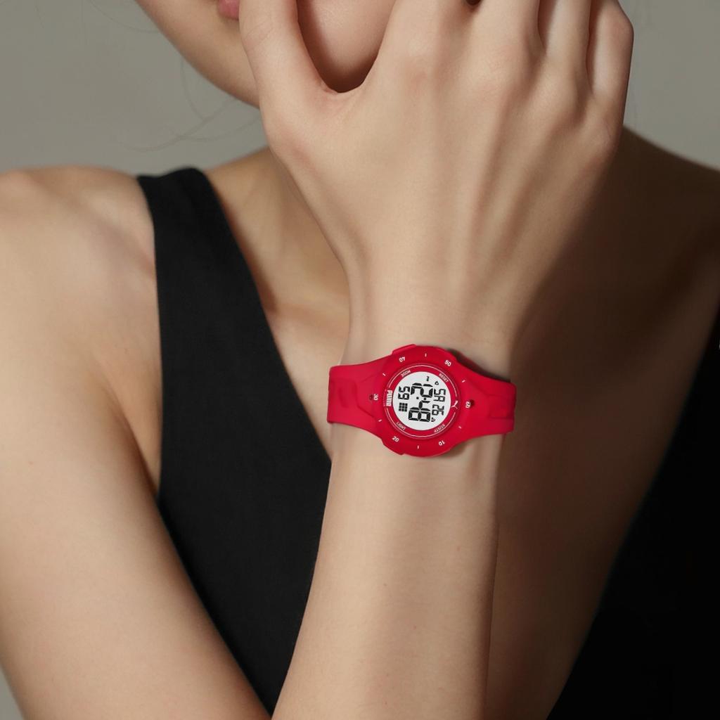 Puma Quartz Watch Silicone Strap 34Mm Gray Dial 100M Water Resistant Women watches P6023