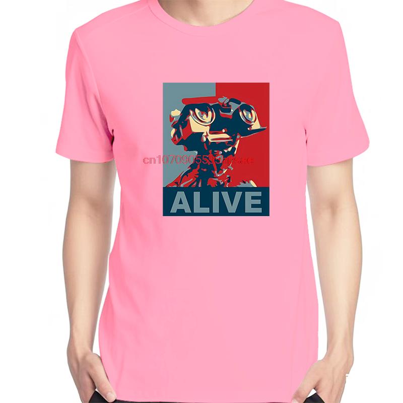 Funny Shirts Graphic Tee Johnny Number 5 Short Circuit Alive Lebt Nummer Robot Retro Short Sleeve Tee Cotton Printed Tshirt