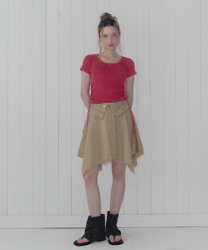 Teuwi Lilphin Shirred Square Short Sleeve Knit