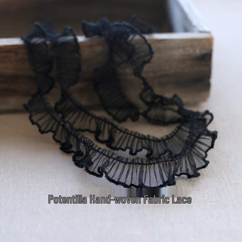 2cm Mesh Pleated Lace Trim with Dense Thread Edge for Doll Clothes and Hats