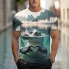 Men's 3D Crocodile Pattern Short-Sleeve T-shirt Ribbed Crew Neck Summer Breathable Party Casual Men's Clothing