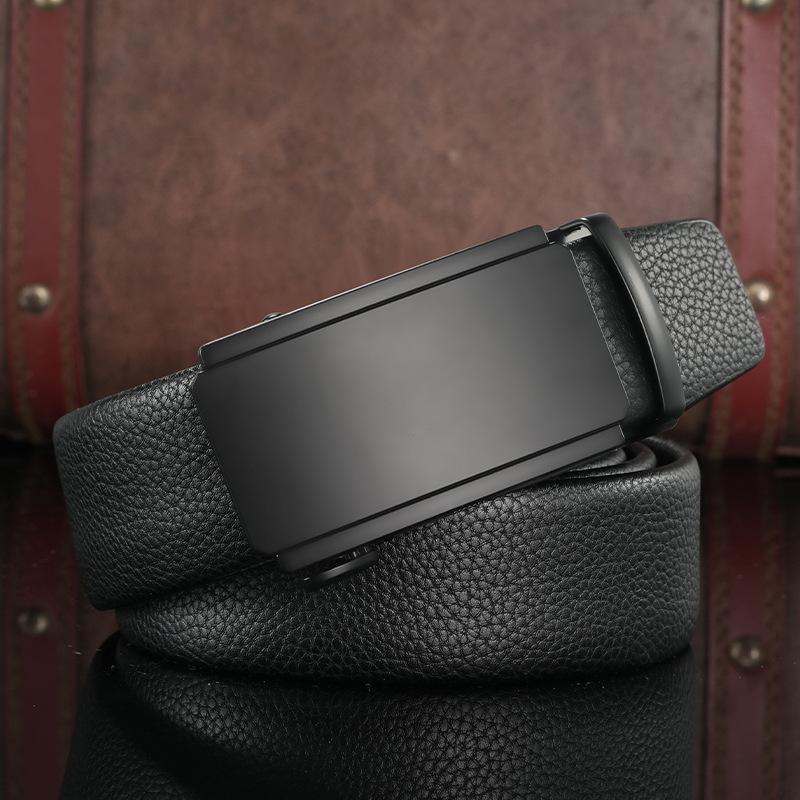 Men's Belt Trendy Versatile Leather Automatic Buckle Belt Business Casual Simple Middle Aged and Young Trousers Belt