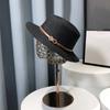 Women's Rivet Belt Decoration Simple Fashion Flat Beige Sunshade Straw Hat for Going Out and Playing, Seaside Vacation Dressing