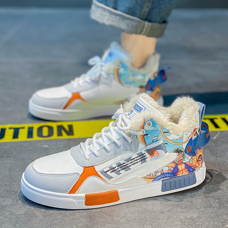 Pánské sportovní boty ležérní streetový styl kožešina běžecké tenisky boty pro studenty nadměrné zimní boty vysoké