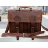 Men's Brown Crazy Goat Leather Vintage Laptop Briefcase Bag Satchel Messenger