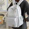 Schoolbag Female Japanese Small Fresh Sweet Printed Bear Striped Backpack Junior High School Student Lightweight Large Capacity Backpack