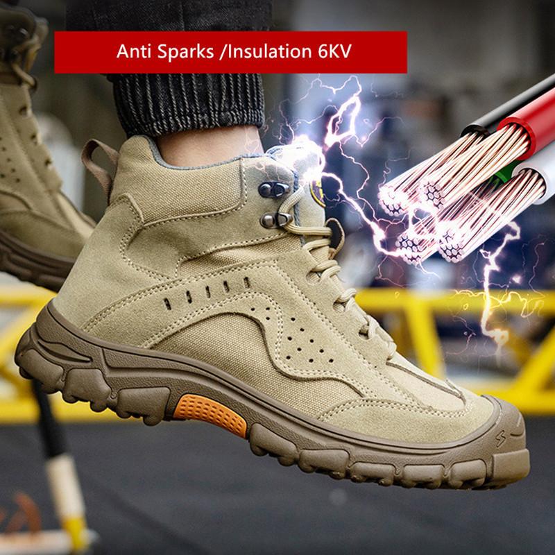 Scarpe da lavoro invernali con puntale in acciaio, scarpe da ginnastica antinfortunistiche alte alla caviglia, antiperforazione, calde e protettive, antiscivolo, stivali da lavoro invernali