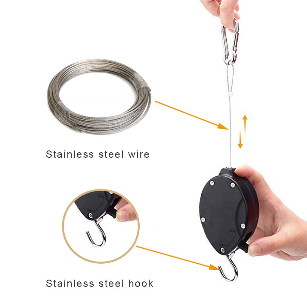 Telescopic Plant Pulley Stainless Rope Retractable Flower Basket Hook 25kg Weight Bearing Plant Hanger
