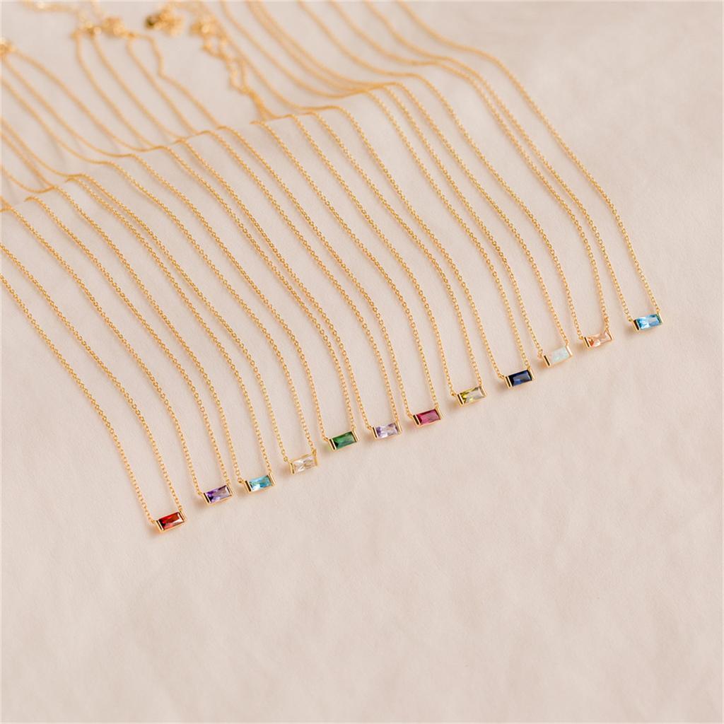 Stainless Steel December Birthstone Necklace 12 Birthstone Pendant Women's Collarbone Chain Necklace