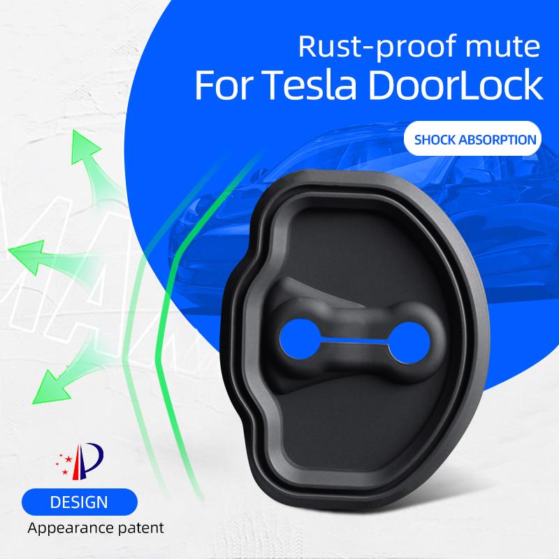 Амортизатор двери автомобиля F для Tesla Model 3 YX, гибкая защита дверного замка автомобиля, силиконовые защелки для дверного замка автомобиля, аксессуары для крышки 4-piece set