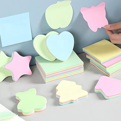 1Book Colorful Sticky Note Multi-Shape Square Pine Bear Star Cloth Heart Self-Adhesive Note Pads DIY School Offi Acssory ZYF