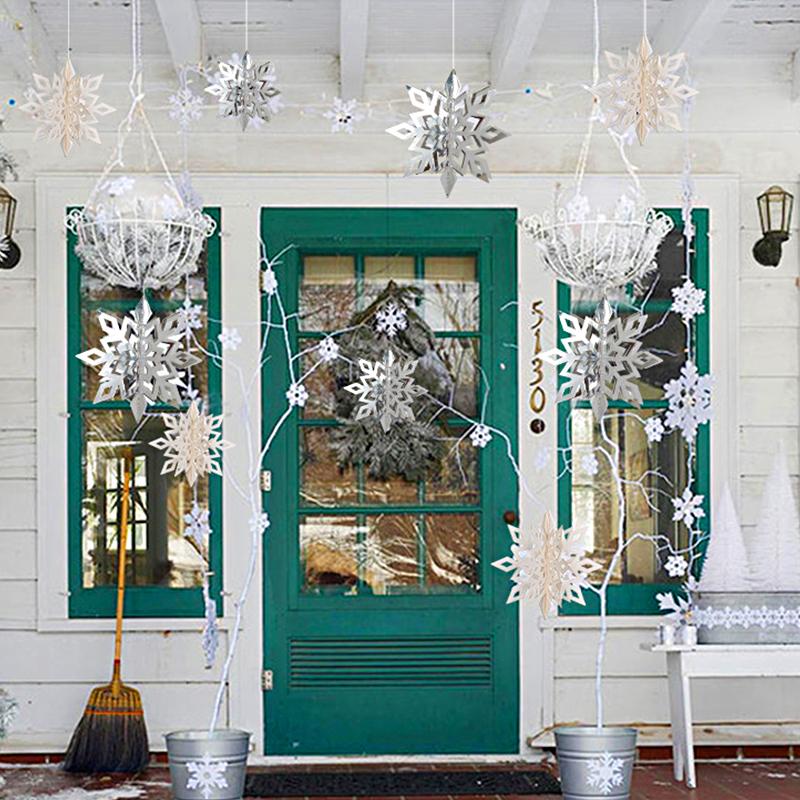 6Pcs 3D Snowflakes Christmas Decorations Snowflake Decoration Hanging Snowflakes
