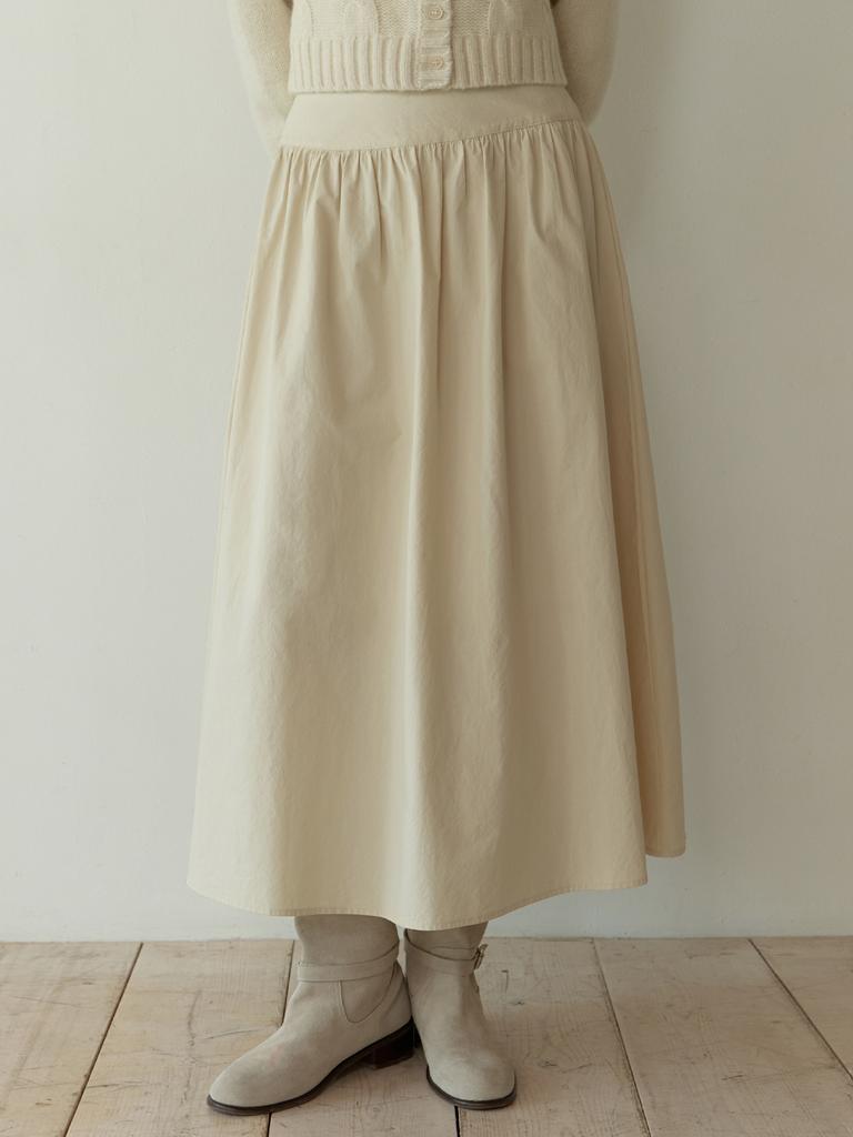 Liel Fiord Shirring Skirt (Beige)