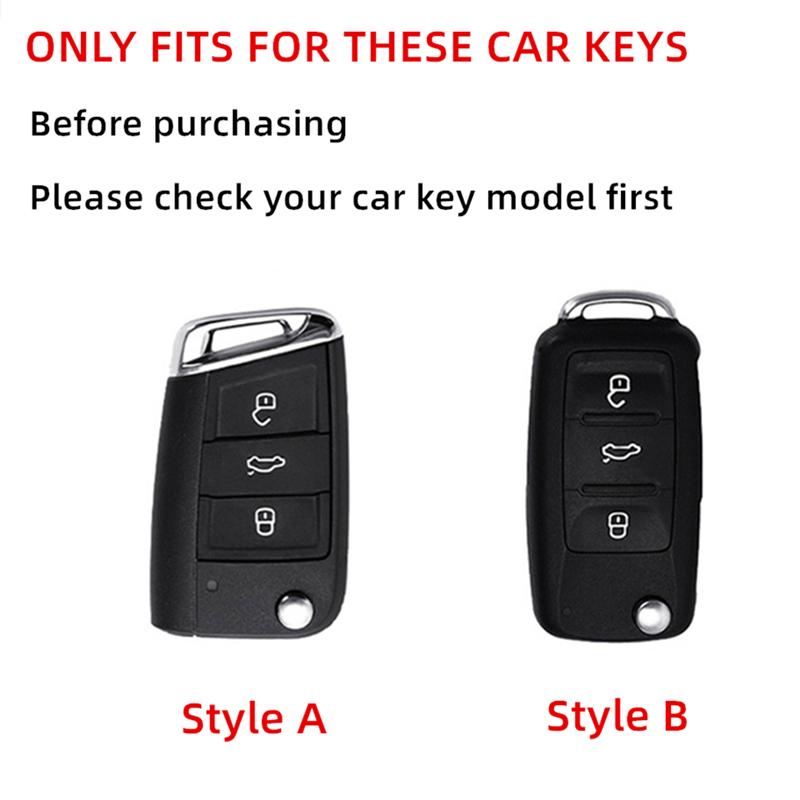 Tpu Genuine Leather Auto Key Fob Cover Smart Case Housing Mount Chain Remote Fit For Vw Volkswagen T-Roc Golf 7 Polo Tiguan T-Cross Jetta Eos Beetle