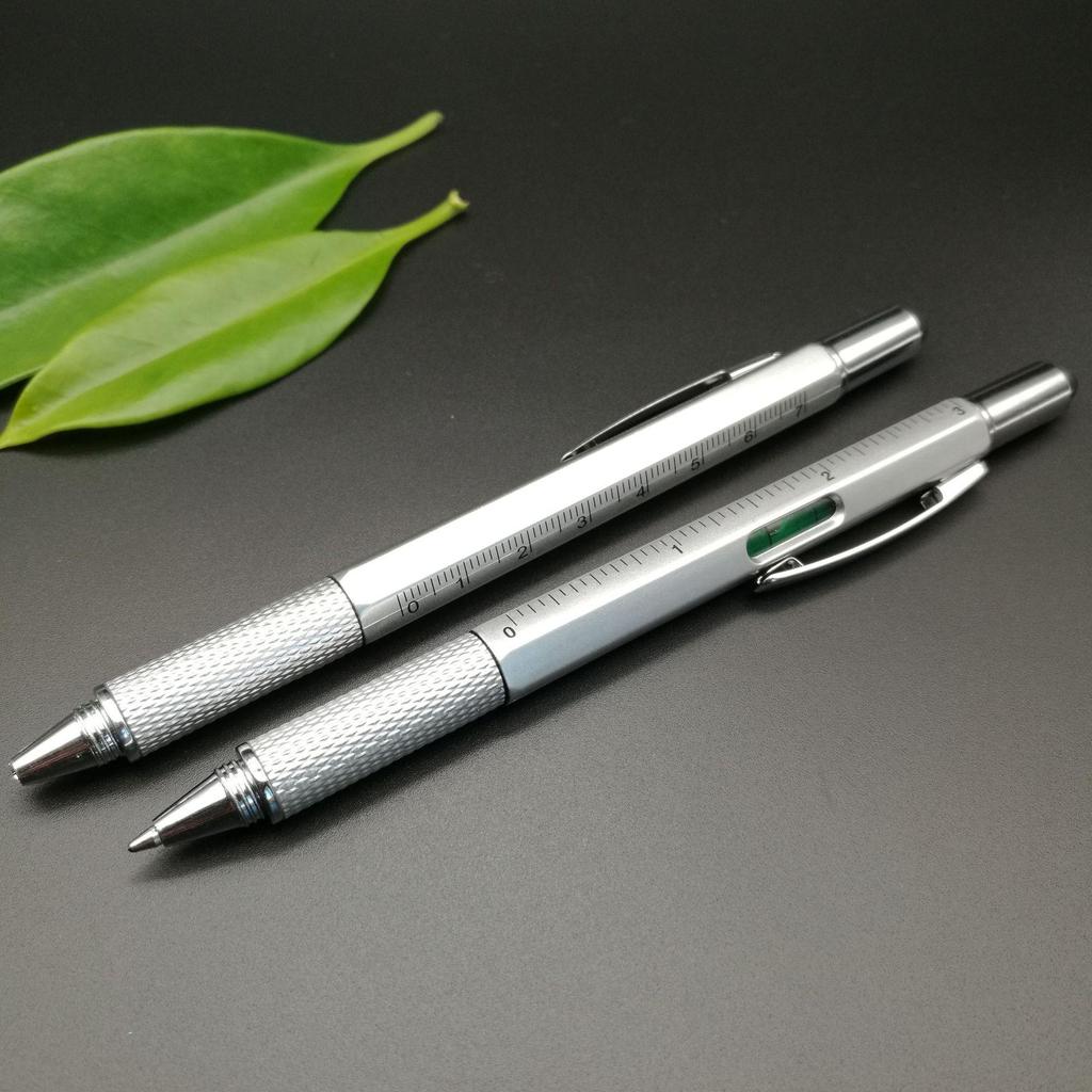 5pcs 6-in-1 Multifunctional Pen with Touch Screen Stylus, Screwdriver, Ruler, and Level Gauge